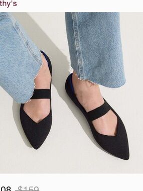 Rothy’s The Point Mary Jane Flats Black Size 9 Knit Pointed Toe Washable